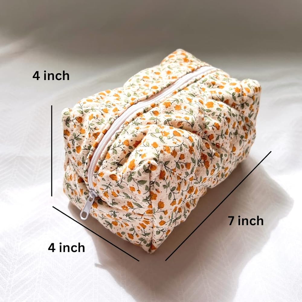 Floral Quilted Makeup Bag