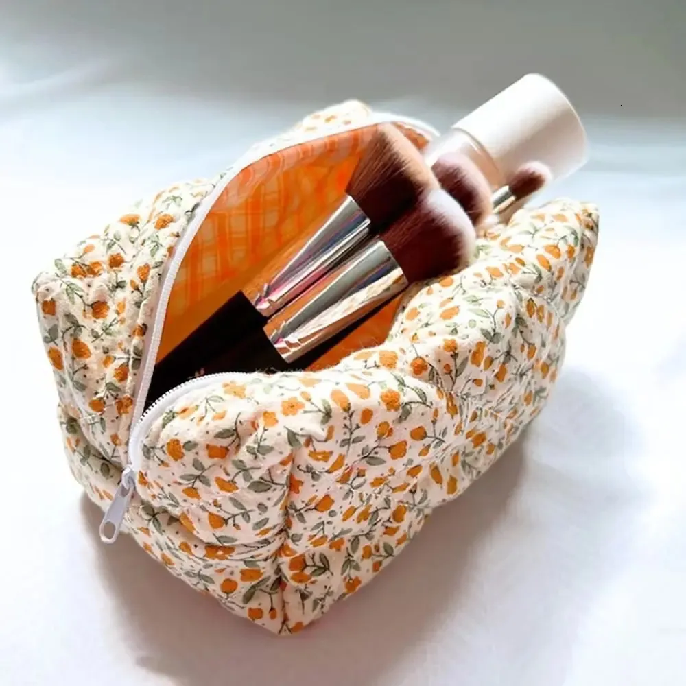 Floral Quilted Makeup Bag